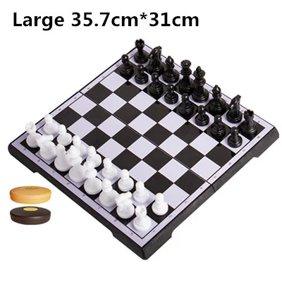 Large Black 35.7cm Высокое качество Портативный Магнитный набор пластиковых шахмат маленькая/Большая шахматная доска для друзей Детские и детские развлечения подарок настольные игры - Цвет: Large Black 35.7cm