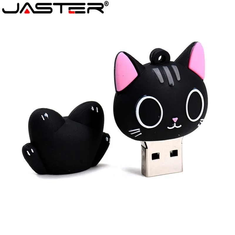 JASTER shan touUSB 2,0 Черный кот мультфильм U диск 4 ГБ 8 ГБ 16 ГБ 32 ГБ 64 ГБ USB 2,0 высокоскоростной флеш-накопитель