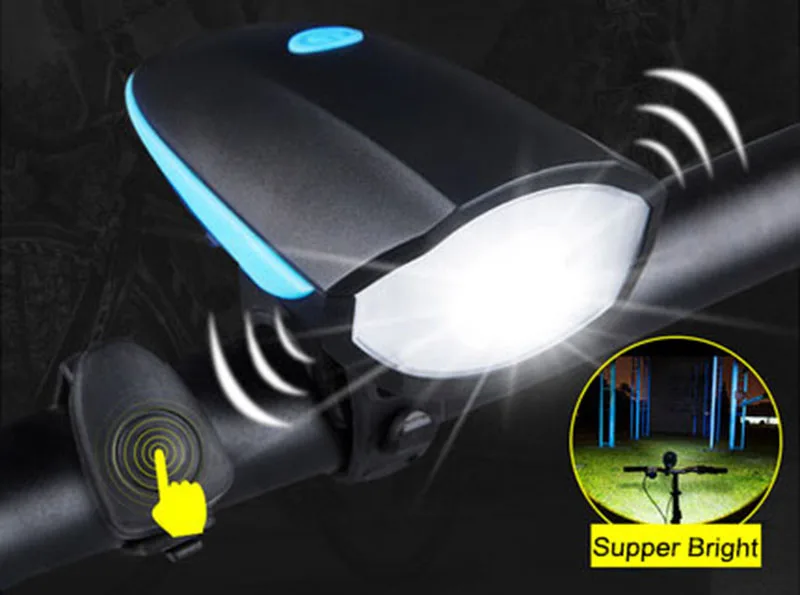 USB ReChargeable Bicycle Bell Flashlight Bike Horn Light Headlight Cycling Multifunction Ultra Bright Electric Loud Horn Bell