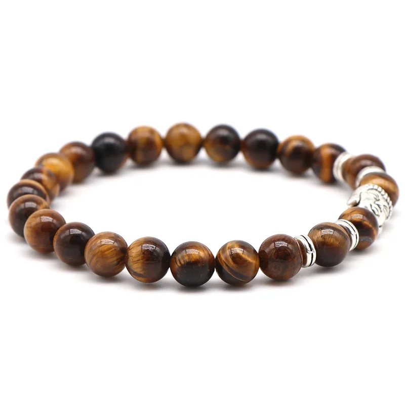 AngqiJewelryTiger глаза бусины браслет для мужчин очаровательный натуральный камень Braslet для мужчин ручной работы повседневные ювелирные изделия Размер 8 мм