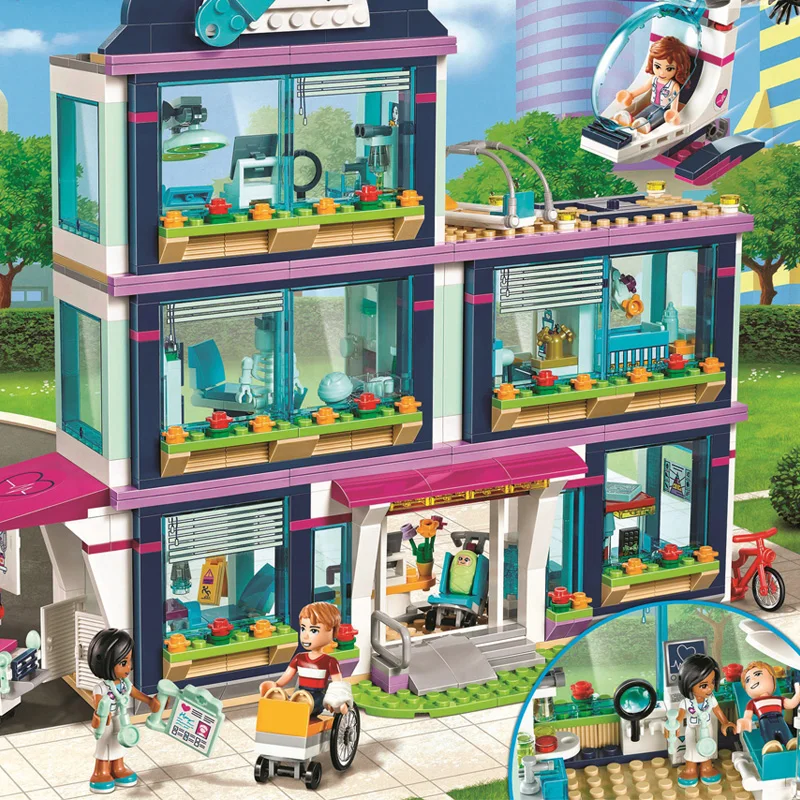 Ceny 932 sztuk Heartlake City Park miłość szpital dziewczyna przyjaciele klocki do budowy kompatybilny Legoinglys przyjaciele zabawka z klocków na prezenty