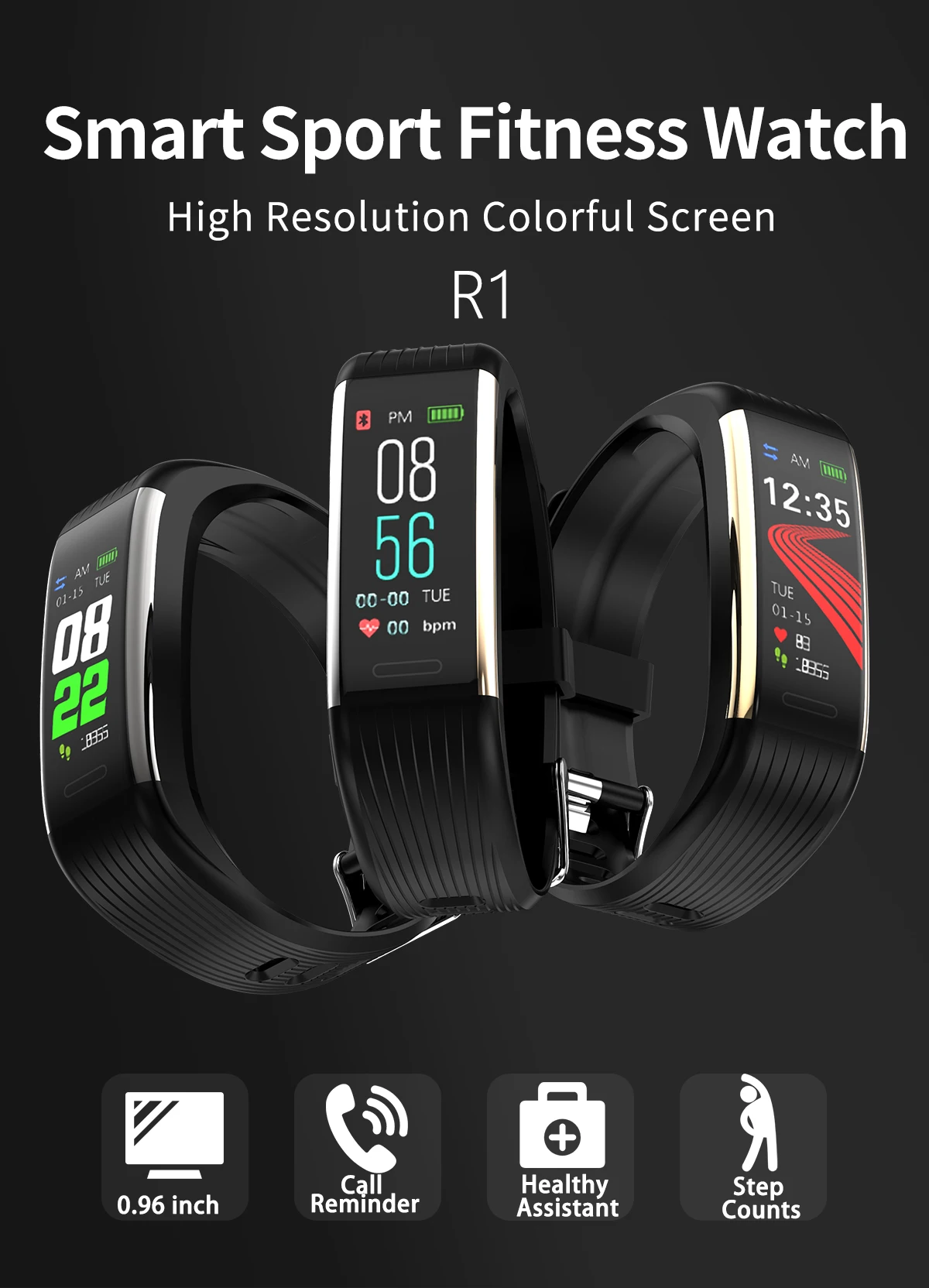 Bluetooth Смарт-браслет шагомер пульсометр кровяное давление фитнес-трекер спортивные Смарт-часы Водонепроницаемый умный браслет