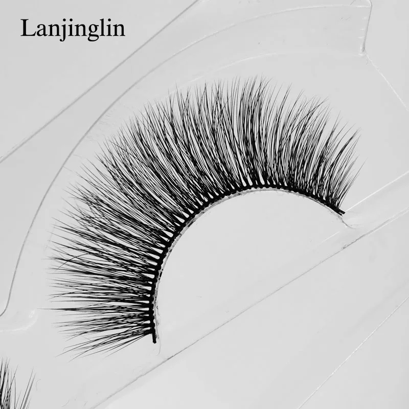 LANJINGLIN, 1 пара, искусственные 3d норковые накладные ресницы, натуральные длинные накладные ресницы, накладные ресницы, для наращивания, сексуальные, для макияжа, для выщипывания