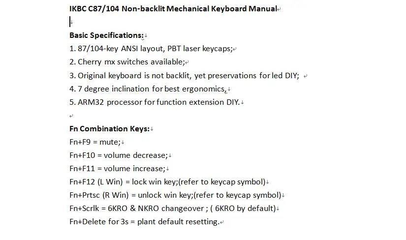 IkBC C87 máquina de jogo teclado cereja