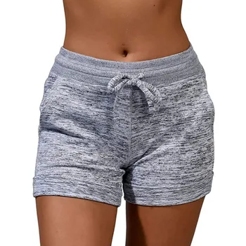 Women´s Shorts Ladies Summer Casual Females Sports Shorts Lace-up Run Bike Loose Pockets Solid Shorts Hot Fitness Gym Wear Running & Yoga Sports & Entertainment Sports and Outdoor Women Sportswear Yoga Pants Yoga Shorts Color: Light grey Size: S