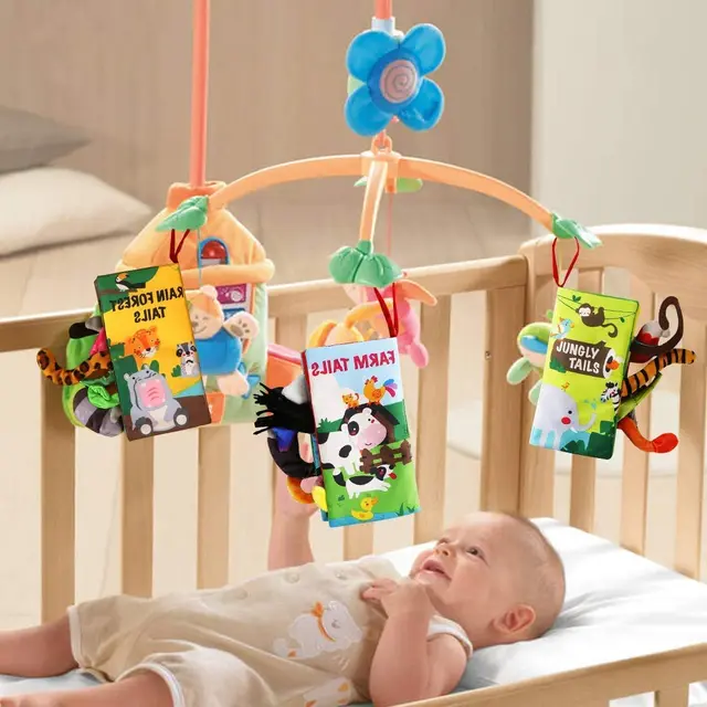 Kid Baby Books Toys Touch and Feel Crinkle Cloth Books for Babies Infants Early Development Interactive Car & Stroller Soft Toys 2