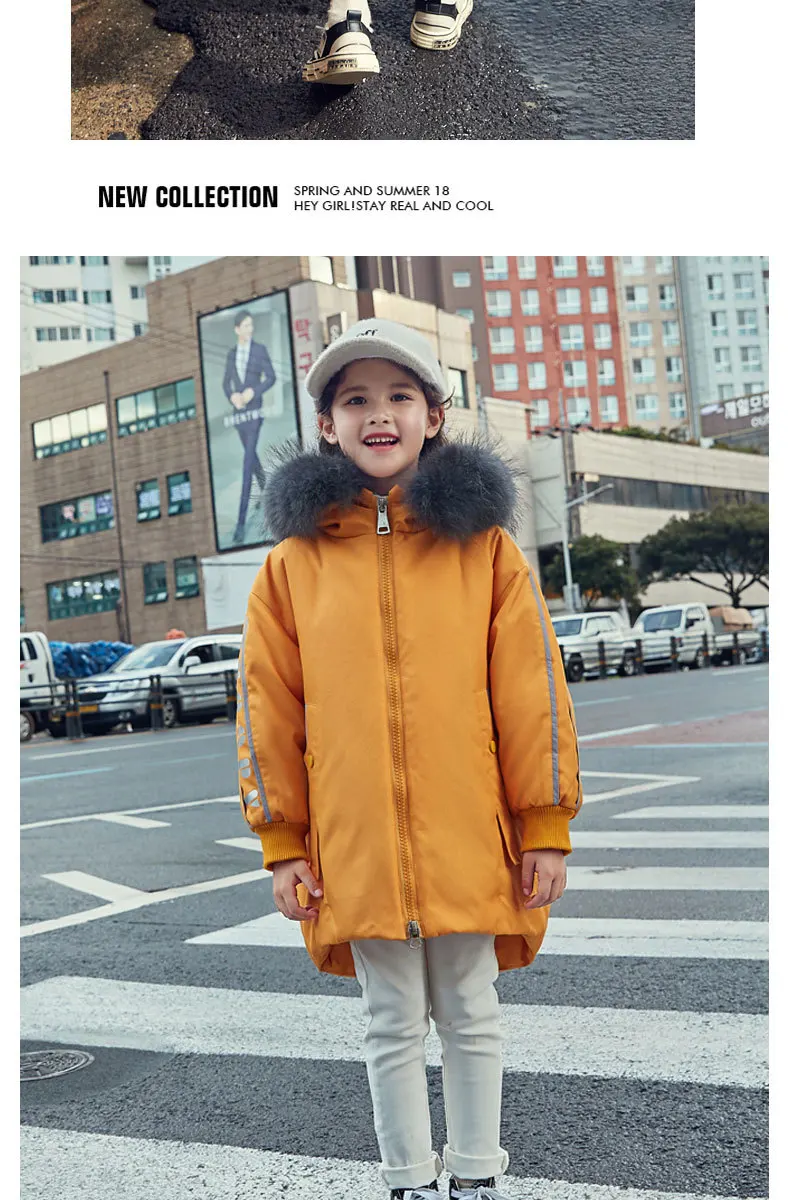 new girls down jacket long winter parkas with natural fur hoodies teen girls outerwear