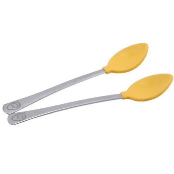 

Portable Stainless Steel Silicone Baby Spoon Fork Safety Feeding Flatware Tableware Baby Feeding Infant Accessories