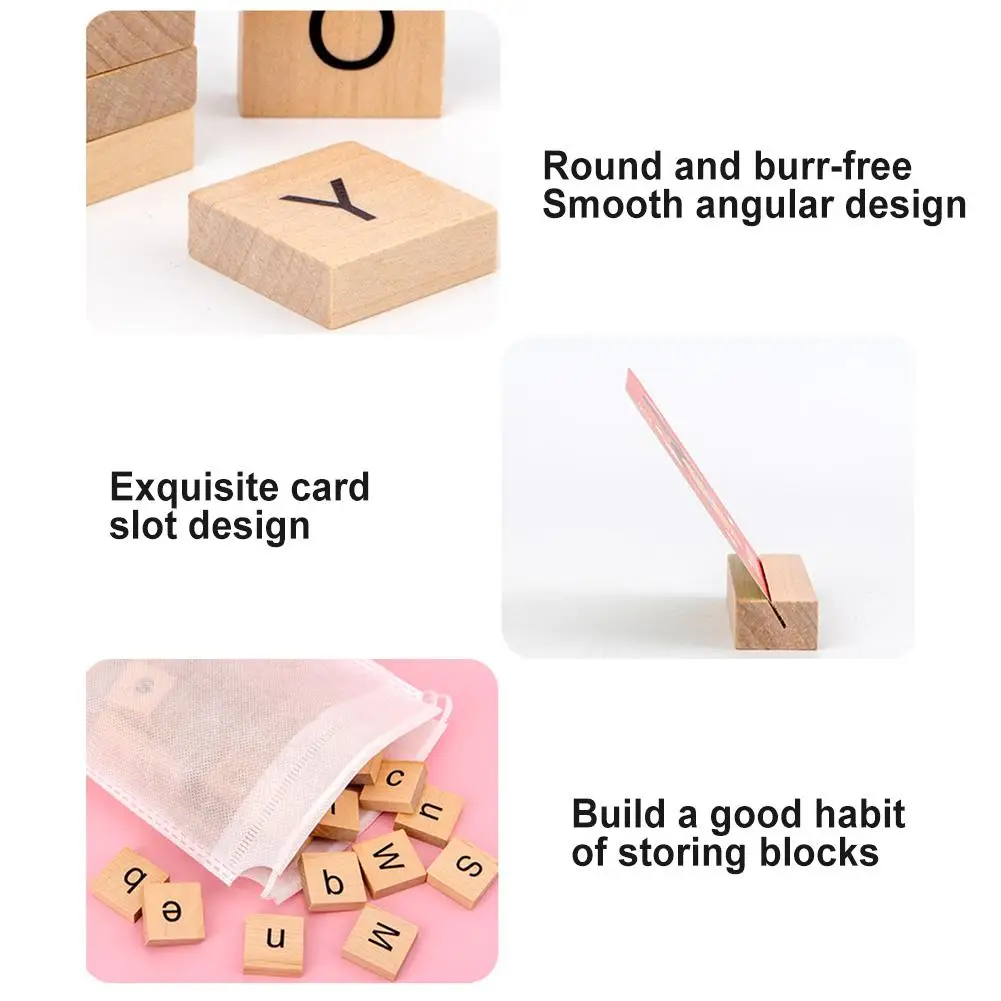 See Spell Learning Toy Wooden Alphabet Words Cards Matching Puzzles Education