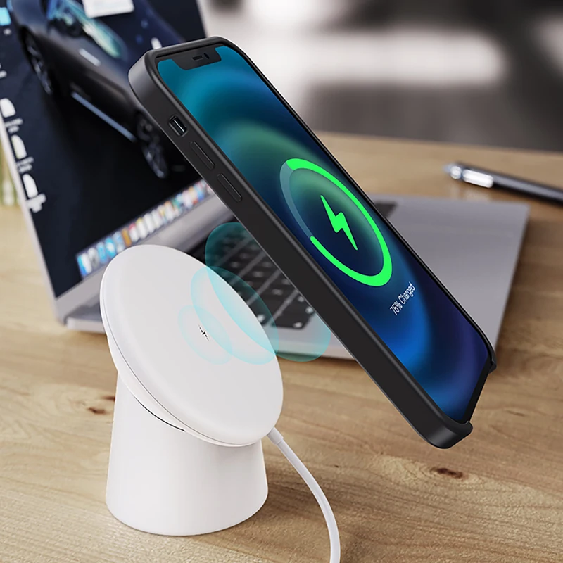 15W Fast Charge QI Magnetic Wireless Charger For Iphone 12/12 Pro/12 Pro Max 360 Degree Rotation Desktop Wall Paste Charge Stand