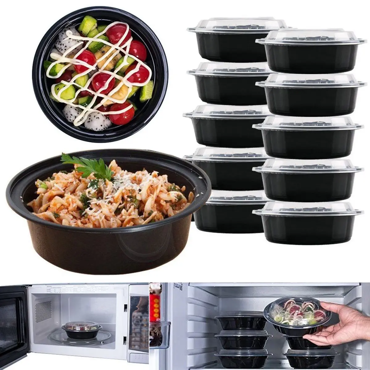 

10 Pcs 16oz Microwavable Food Meal Storage Containers Reusable Lunch Boxes Bento Box Eco-friendly Picnic Food Storage Container