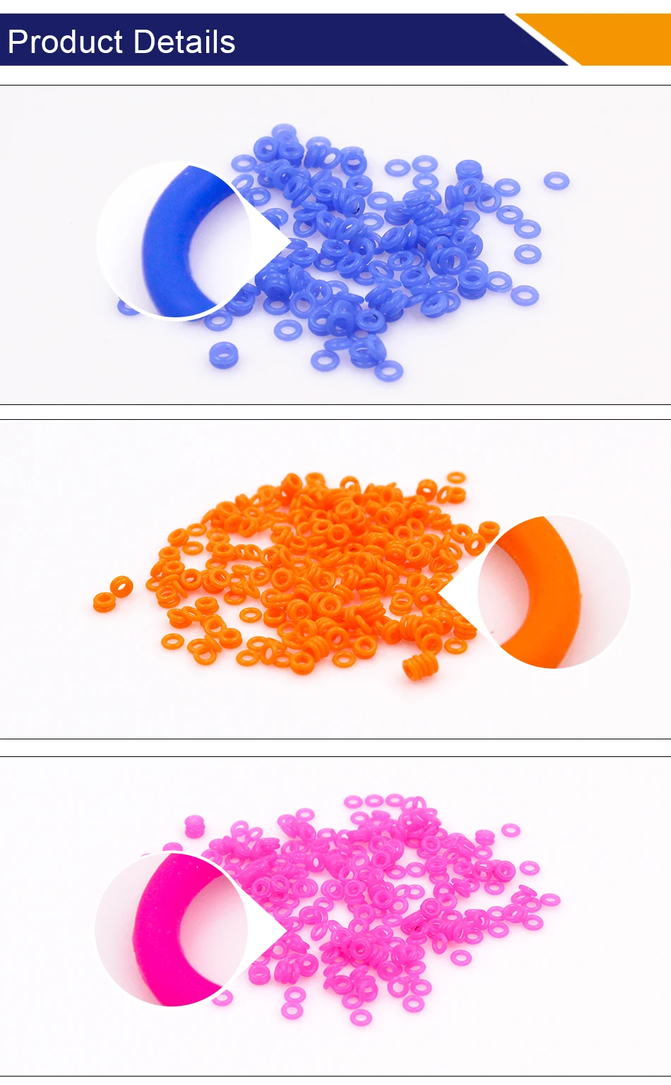 Description Picture 5 of item10PCS/Lot Colorful Silicon Rubber O-Ring Silicone/VMQ Thickness 1mm OD4/5/6/7/8/9/10mm O Ring Seal Rubber Gasket Ring