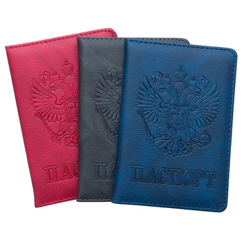 

Russian PU Passport Covers International Standard Card Holder ID Men Passport Cover Travel Ticket Folder SIM Card Bag