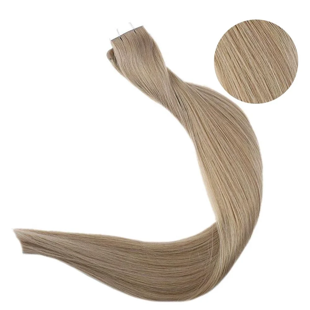 14Dark Blonde Полностью блестящие волосы на ленте, чистые цветные волосы, 50 г, 20 шт., человеческие волосы Remy для наращивания на Клейкой Ленте - Цвет: 14Dark Blonde