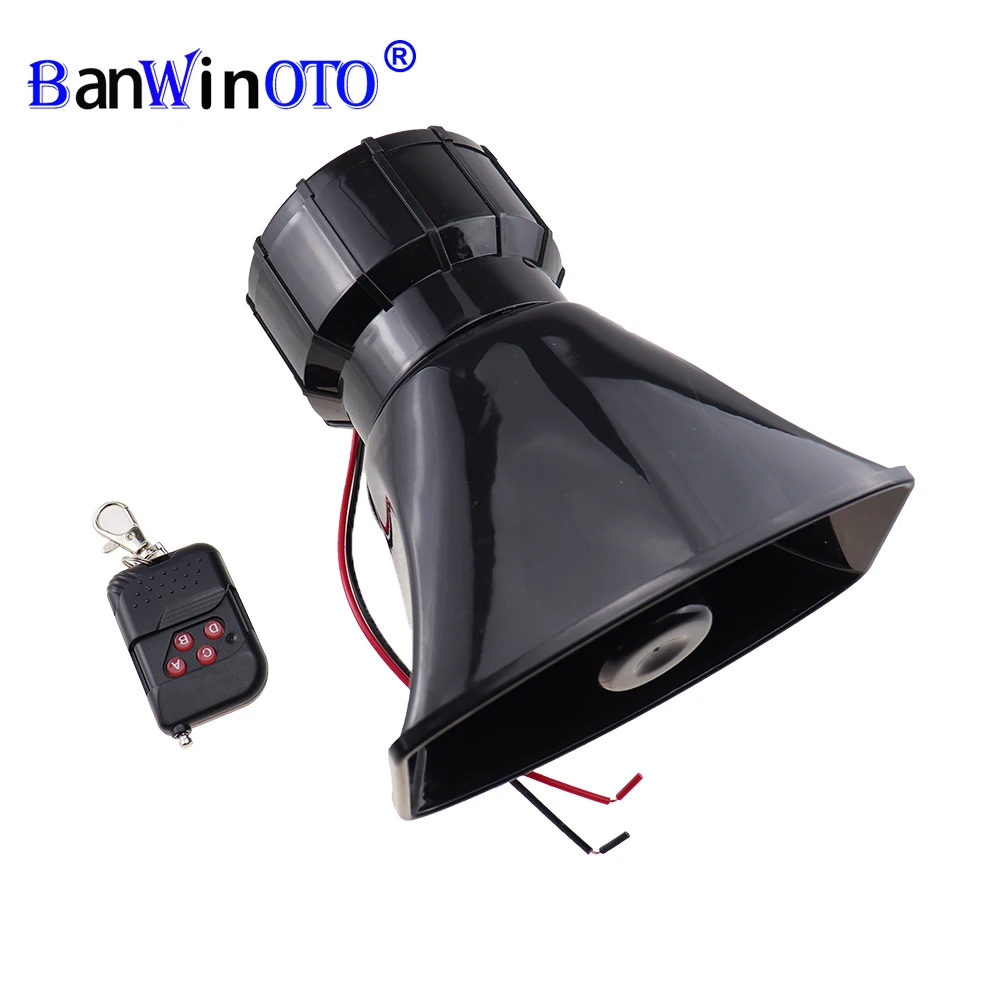12V DC 7 Tones Sounds Wireless Electronic Siren Vehicle Truck Car Horn Warning Alarm Loudspeaker Police Fire Accessories