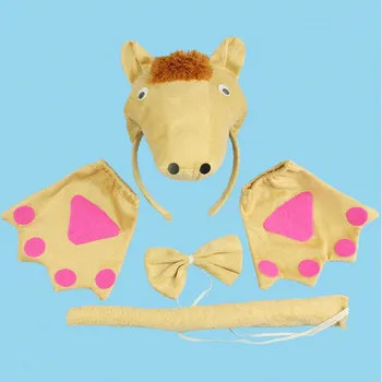 

Girls Boy 3D Horse Headwear Cosplay Headband Tie Tail Claws Gloves for Kids Fancy Dress Halloween Party Favor