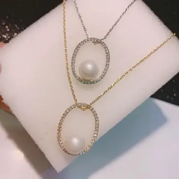 

classic pearl rhinestone round pendant women necklace summer BLING chic neck chain accessories
