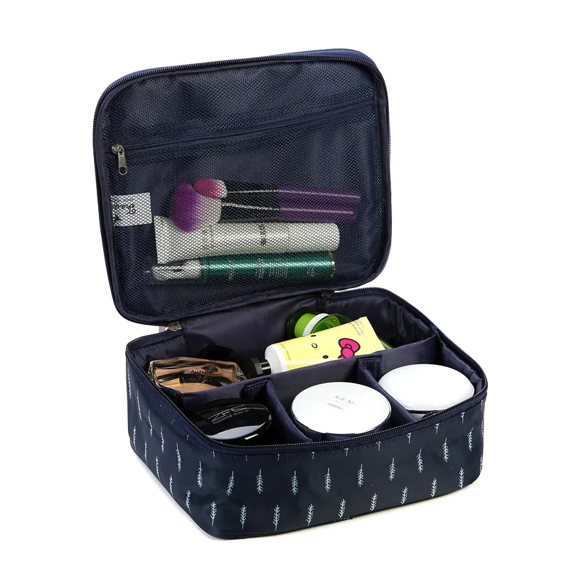 Fresh Printed Women Makeup Storage Box Portable Cosmetic Case Oxford Waterproof Travel Organizer Female Dedicated Make up Bag