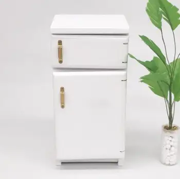 

1:12 Doll House White Mini Refrigerator Toy Excellent Furniture Model Kitchen for Children Miniature kitchen