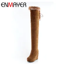 ENMAYER/обувь на высоком каблуке женские ботфорты обувь на платформе черного, красного, желтого цвета женские зимние сапоги обувь на платформе