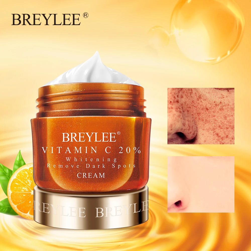 Breylee крем для лица от черных точек отбеливающий витамина C 20% VC выцветает веснушки
