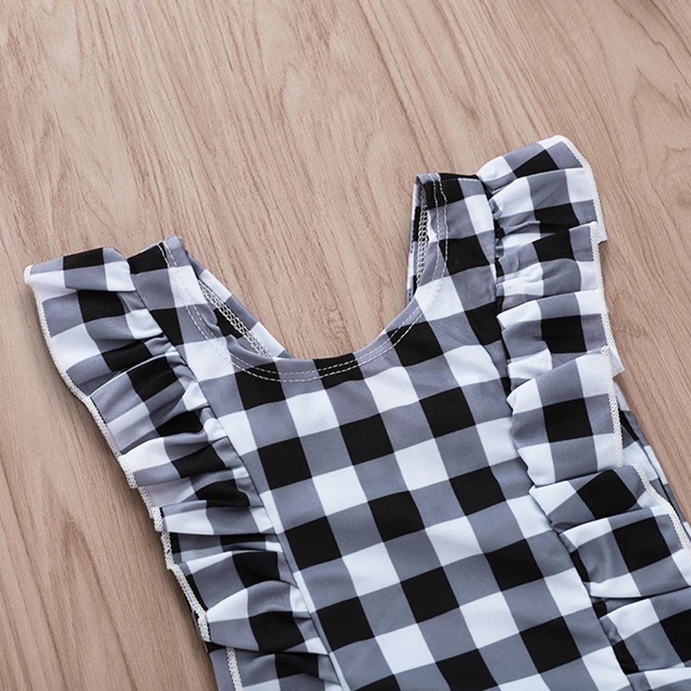 Plaid Girls Ruffle Swimwear 0-3Years Summer Children's Swimsuits One-Piece Girls Swimming Suits Kids Bathing Suits Beachwear D35