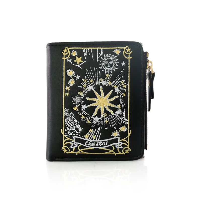 Pu Zipper Thread Short Womens Wallets And Purses Women Purse Small Wallet Designer Embroidery American Style New Fashion | Багаж и сумки