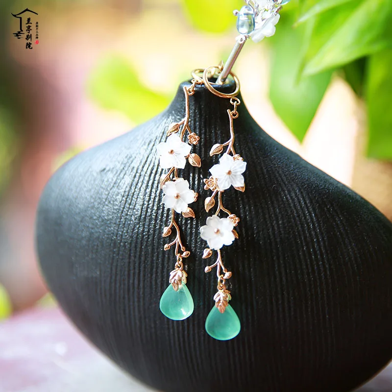 doukou earrings 8 видов конструкций Доу Kou Zhi кардамон ветви простой свежий ручной работы волос диадема, аксессуар для волос ханьфу, косплей украшения для волос - Цвет: doukou earrings