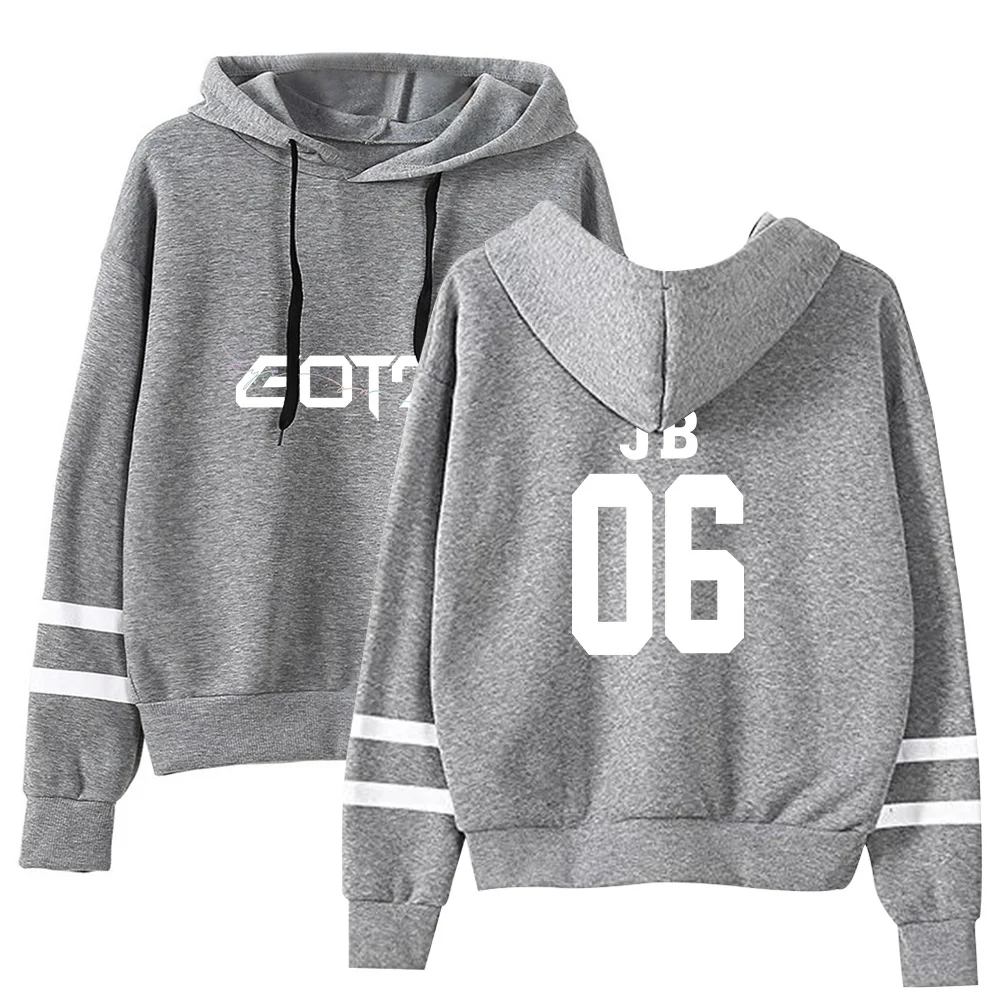 Kpop GOT7 с именами членов группы письмо Женская толстовка с принтом Лоскутные Толстовки корейский Стиль Уличная K-pop пуловер Kawaii одежда