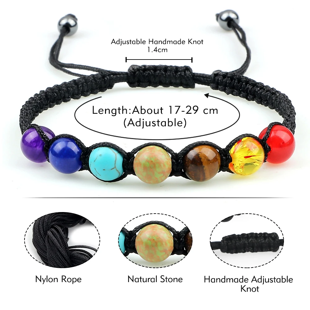 7 Chakra Healing Beaded Bracelet Reiki Prayer Balance Beads Bracelet Handmade Braided Bangles For Women Men Adjustable Jewelry - Image 6