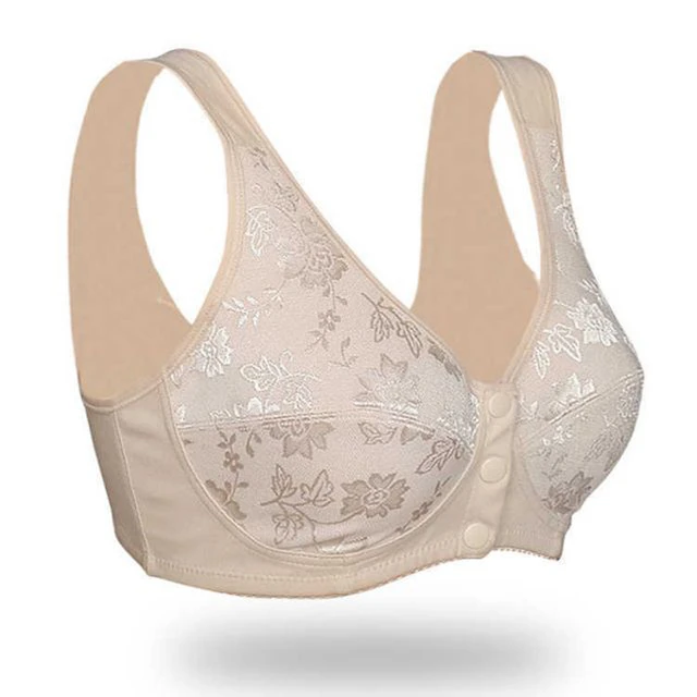 Women Front Button Bra without padding Plus Size bras Mother's