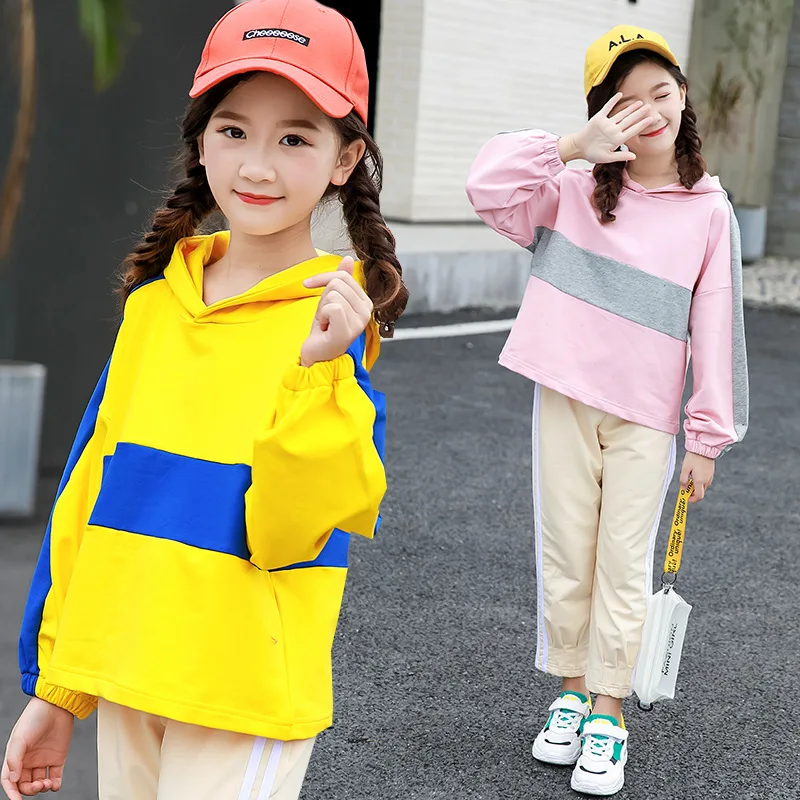 

2019 Spring Baby Casual Tracksuit Children Girl Cotton Hooded Jacket Pants 2Pcs/Sets Kids Leisure Sport Suit Infant Clothing