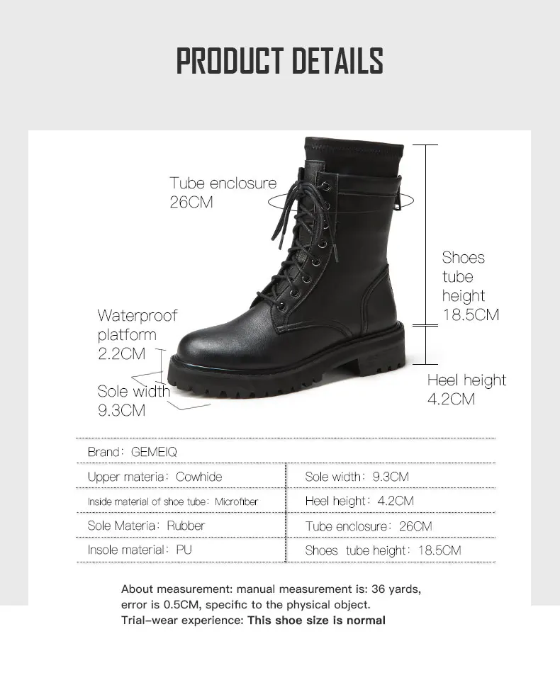 GEMEIQ Women's Boots Genuine Leather zipper short barrel with Martin Boots Women's Winter New High Heel Leisure Boots