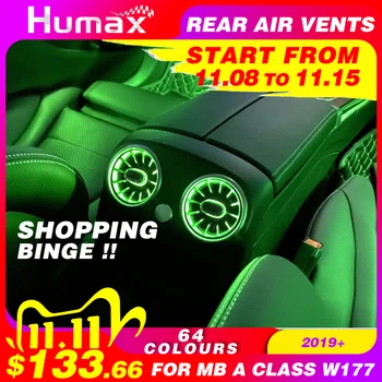 

11.11Rear-Seat LED Turbine Air Vent for W177 mercedex A Class Year 2019+ Synchronized with Ambient Light Car Interior Accessori