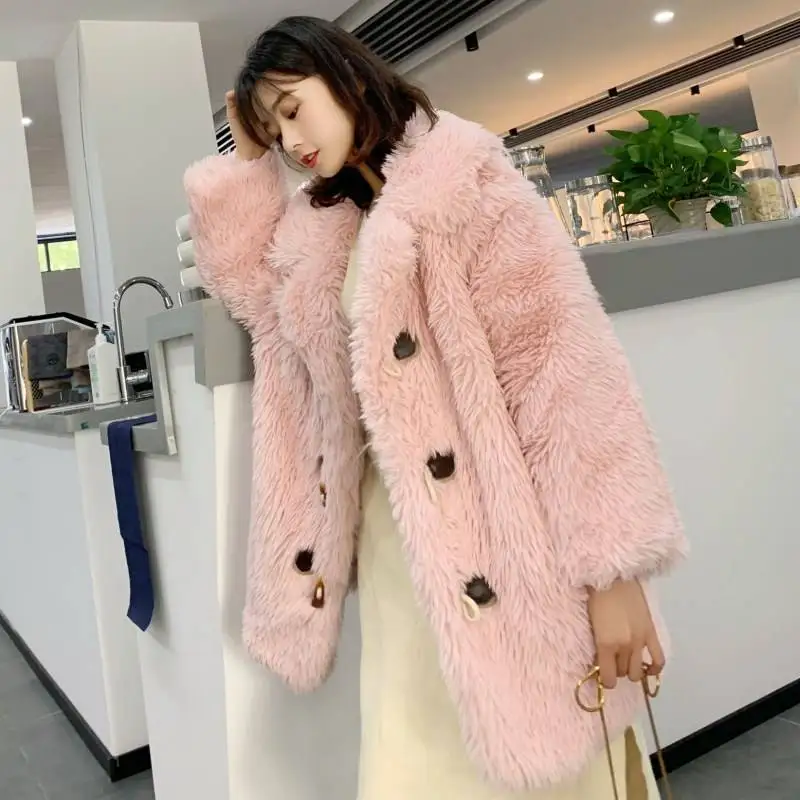 Женская зимняя теплая мягкая шерсть пальто из искусственного меха плюшевое пальто