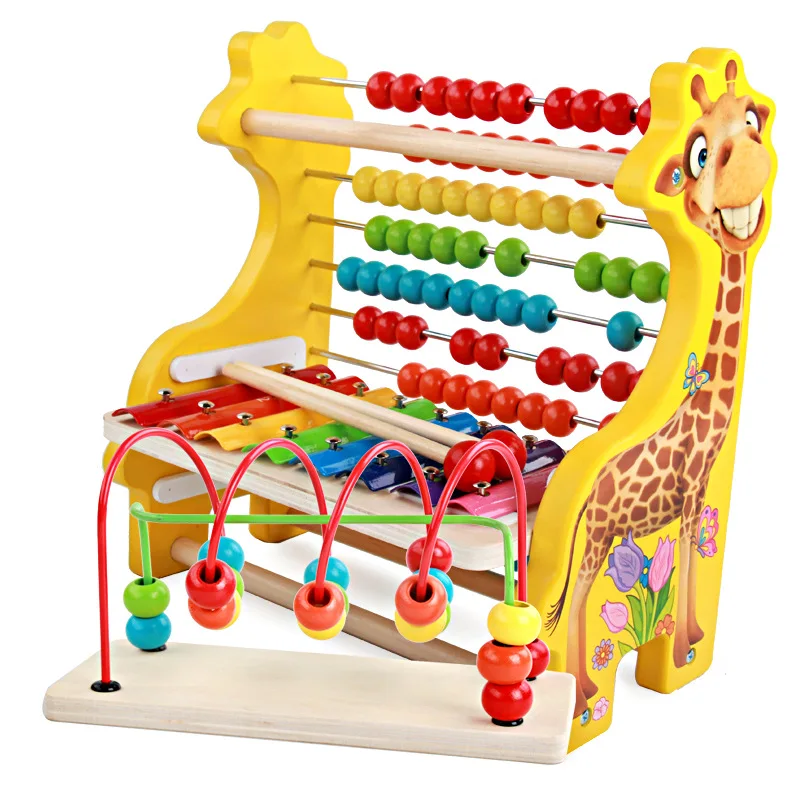 

Giraffe Knock Piano Bead-stringing Toy Calculation Frame Set Children Early Childhood Educational Force Toy 1-2-3-Year-Old