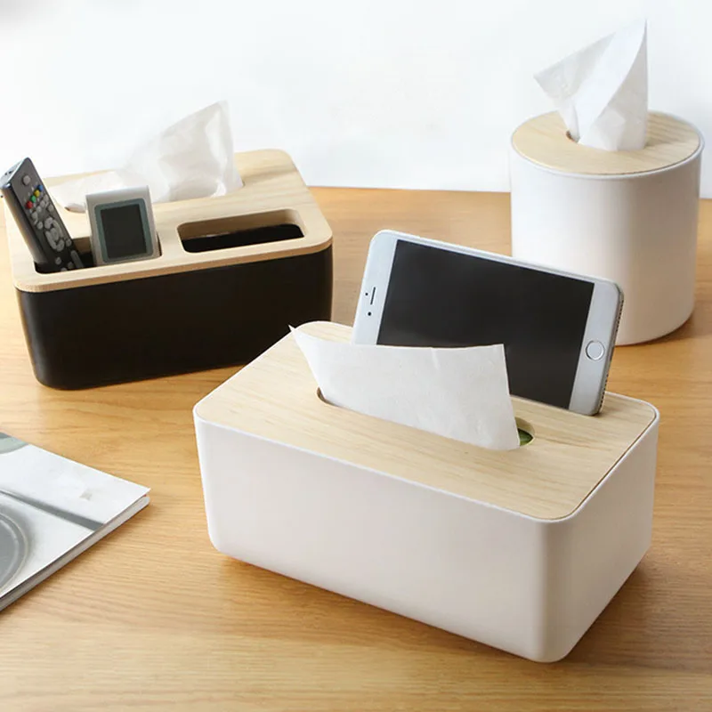 

Plastic Wooden Tissue Box Modern Cover Paper Box with Oak Home Car Napkins Tissue Box Case Home Organizer Decoration Tools