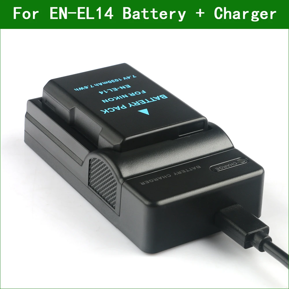 En-El14 Enel14 En El14 En-El14A Fotocamera Digitale Batteria + Caricabatterie Per Nikon En-El14A Coolpix P7000 P7100 P7700 P7800 D3100 D3200