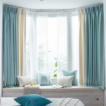 

2020 New Modern Simple Multicolor Curtains for Living Room Finished Custom Luxury Cotton and Linen Curtains for Bedroom