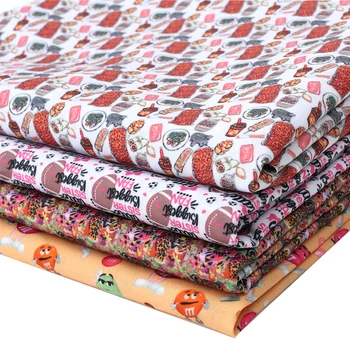 

IBOWS Polyester Cotton Fabric Tiger Coke Football Printed Cloth Fabric For Patches Dress Home Textile Handmade DIY 45*150cm/pc