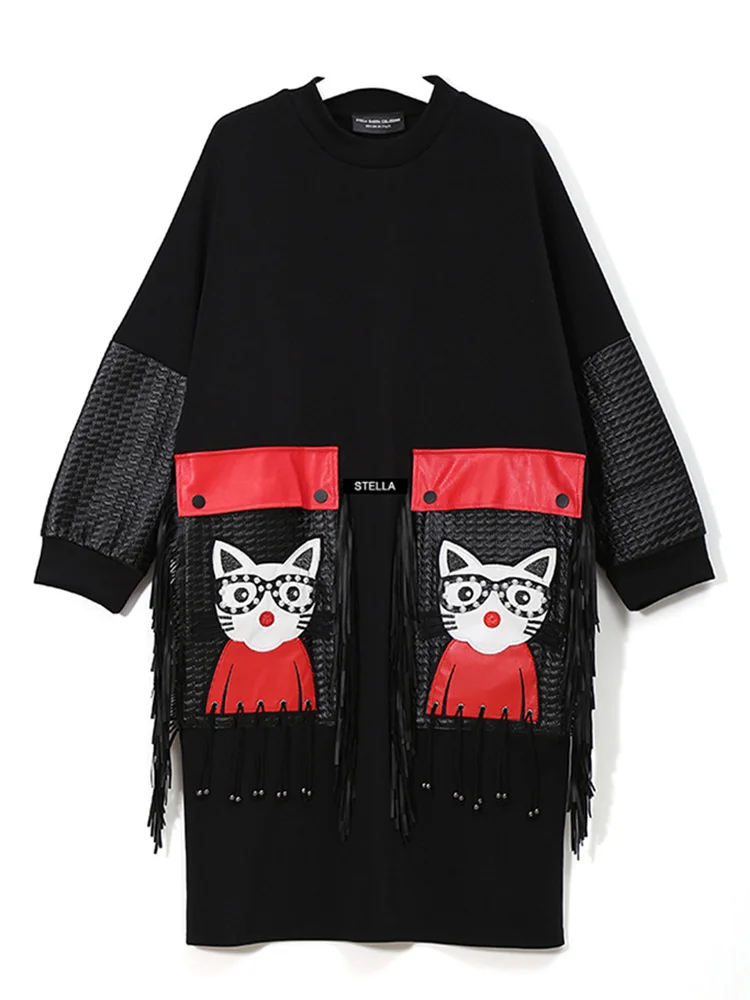 

High Street Dress Loose Women Plus Size Long Sleeve Fashion Printing New Arrival 2019 Dress Casual Design Birthday For Women