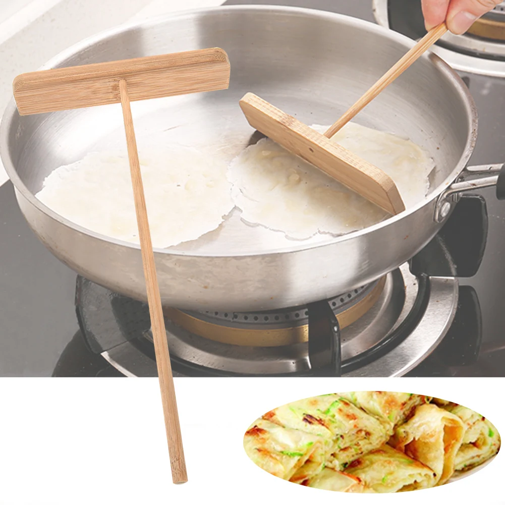 Pancake Nonstick Crepe Wooden Useful T-shape Home Supplies Batter Omelette Long Handle Practical DIY Restaurant Spreader Stick