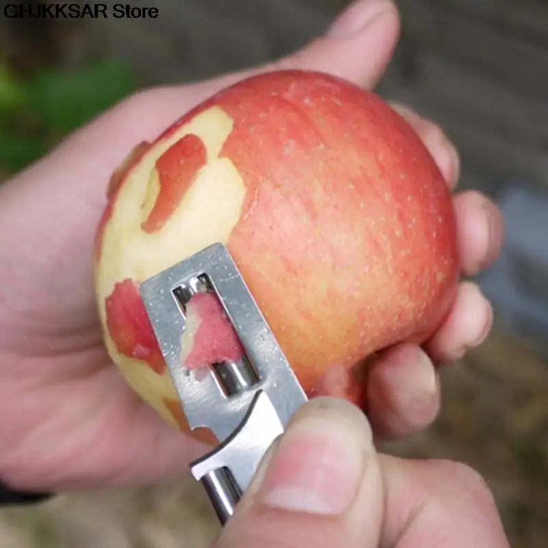 2 in 1 EDC Pocket Multi Tool Outdoor Can Opener Fruit Multi Peeler Cutter 2" Double Peeler