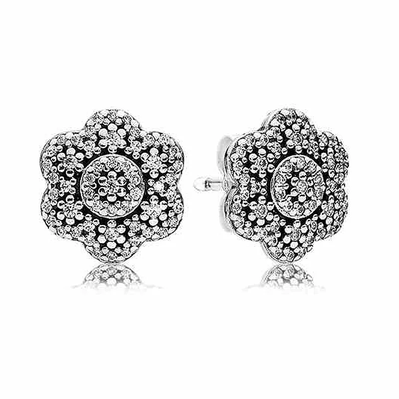 

Original Crystallised Floral With Crystal Studs Earring For Women 925 Sterling Silver Earring Wedding Gift Fine Diy Jewelry