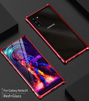 Red Алюминиевая рамка магнит защитный чехол для samsung Galaxy Note10 металлический бампер чехол для samsung Galaxy Note 10 Plus бампер чехол - Цвет: Red