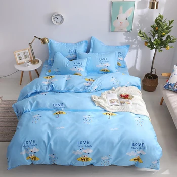 

Thumbedding Rain Cloud Bedding Set Umbrella Cartoon Cute Blue King Size Duvet Cover Queen Full Twin Single Comfortable Bed Set
