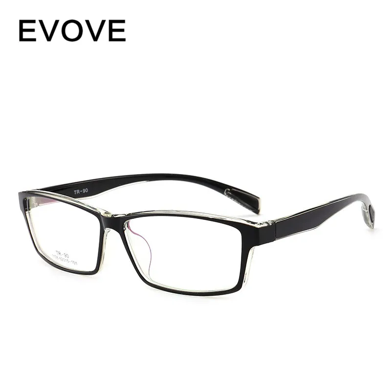 Evove TR90, оправа для очков, мужские, 153 мм., спортивные, большие, мужские очки, широкие, толстые, для лица, по рецепту, фотохромные, прогрессивные - Цвет оправы: black clear