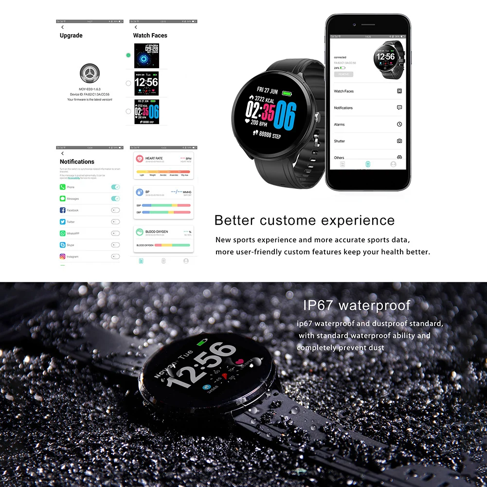 Смарт часы с пульсометром и тонометром водостойкие|Смарт-браслеты| |