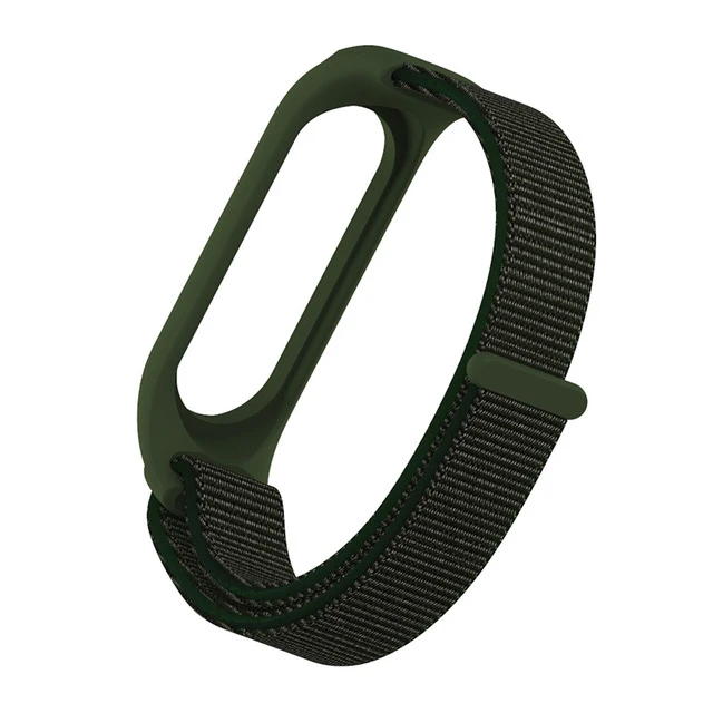Нейлоновый ремень на липучке для mi Band 4 3 Xiao mi сменный браслет band 4 Band 3 спортивный браслет дышащий ремешок для mi band 4 3 - Цвет: Amy green