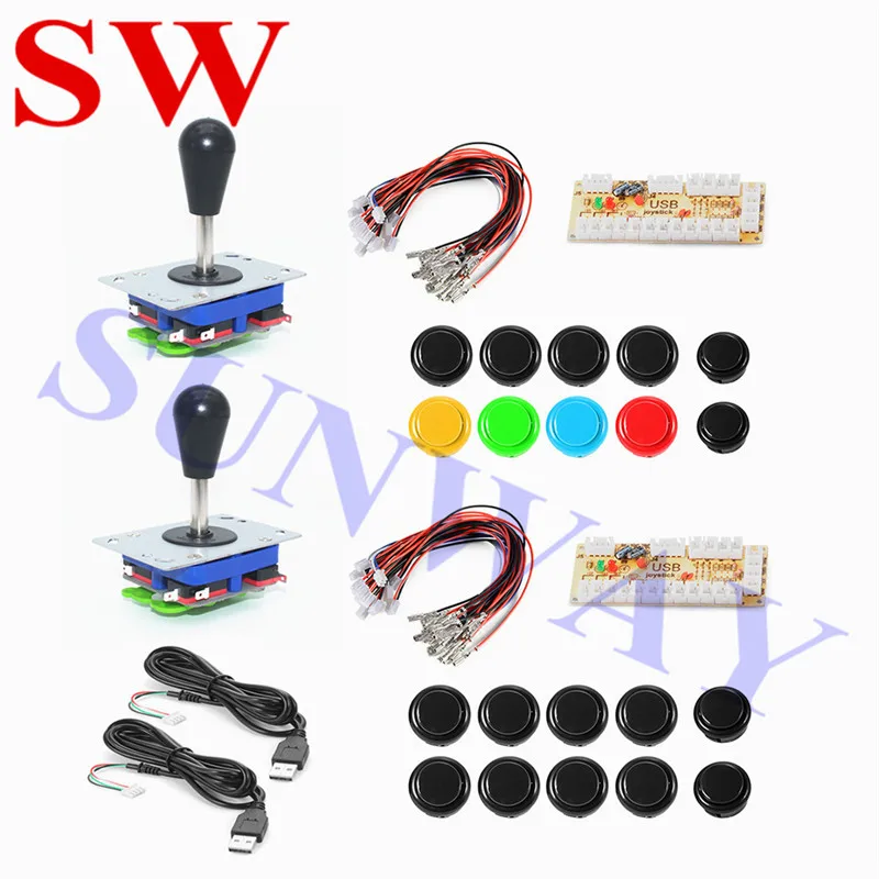 Овальный джойстик zippyy diy части для ПК USB энкодер Аркада наборы сделай сам с Sanwa стиль кнопки для 2 Плеера устройство с аркадными играми части - Цвет: As picture show